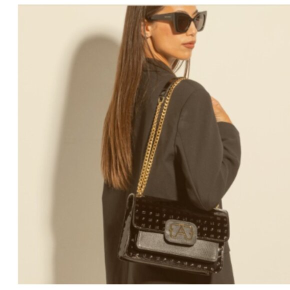 new Arcadia GIANNA Patent Leather Flap Over Crossbody Bag 254 13MT7 - Picture 6 of 9